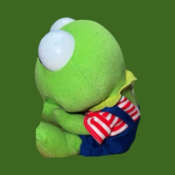 Muppet Babies BABY Kermit The Frog Overalls Stuffed Toy Jim Henson Plush 8” - Picture 2 of 3